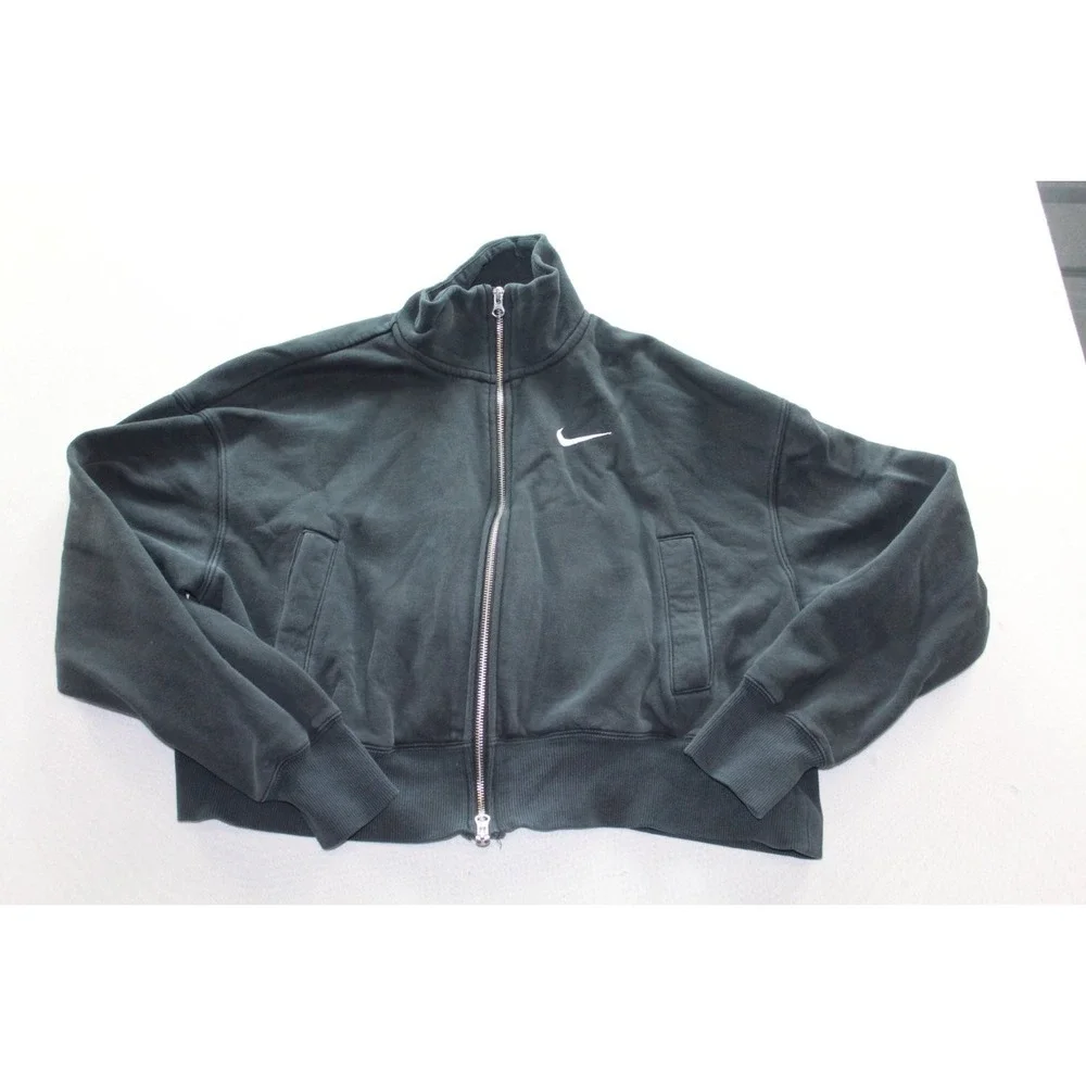 Nike Track Jacket Mens Medium Black Excellent Full Zip Mock Neck Logo Pockets